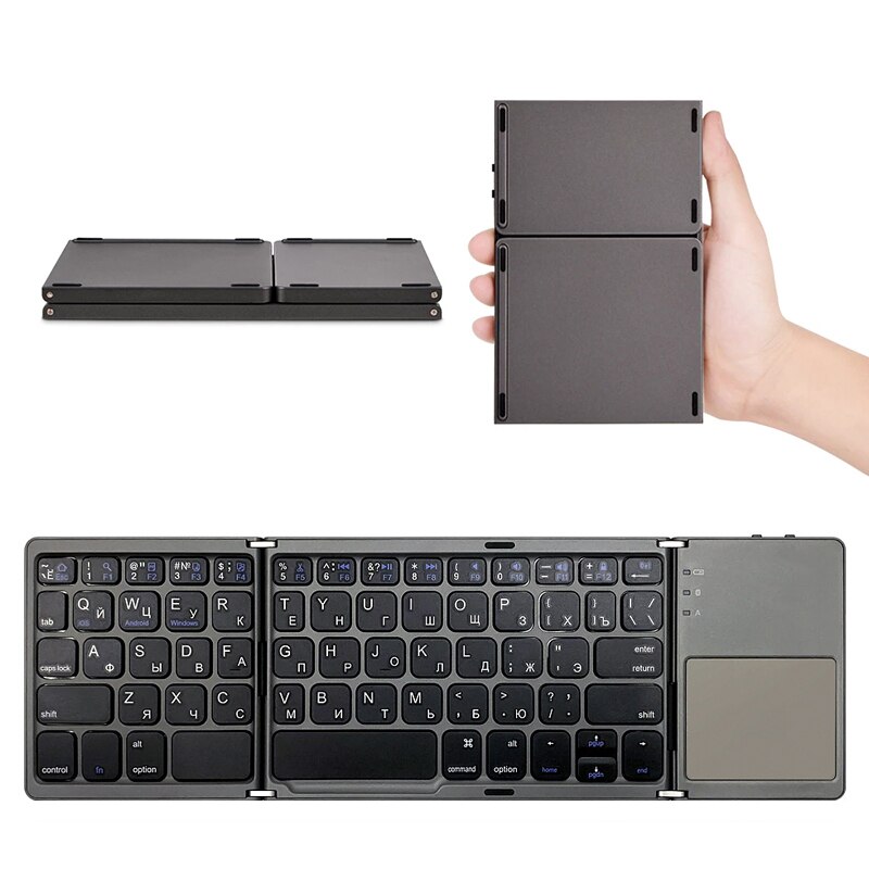 Tragbare Mini Folding tastatur USB lade Drahtlose Tastatur mit Touch Pad kompatibel Für iOS iPad Android PC Tablet Notebook