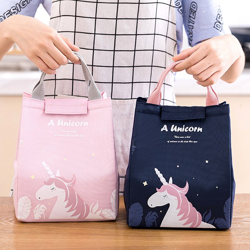 Sac à déjeuner licorne de dessin animé pour enfants, sac isotherme thermique pour femmes, fourre-tout étanche isolé, pochette Bento de pique-nique