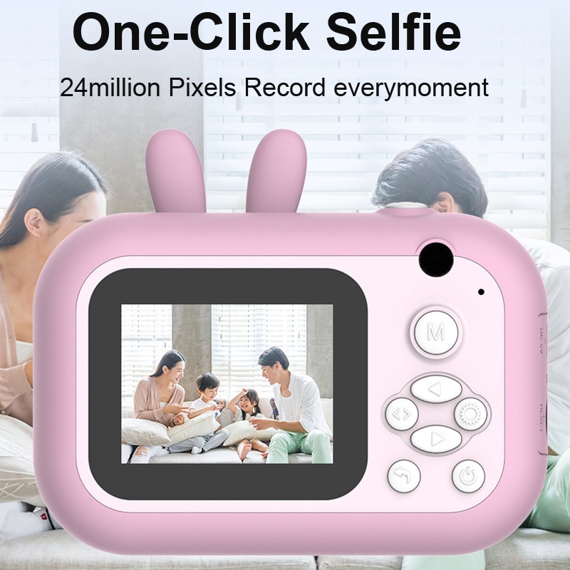 Kids Camera 1080P Digital Camera For Children Print Camera 24MP Cartoon Photo Video Camera One-Click Selfie Camera for Boy Girls