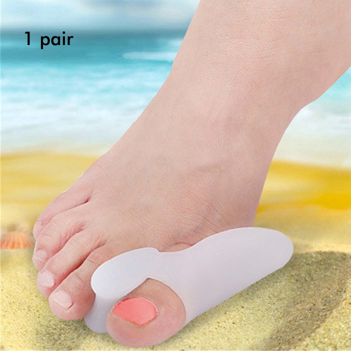 1Pair Silicone Gel Toe Separators Straightener Bunion Protector Cushion Pad Pain Relief Stretchers Health Care Products: Light Grey