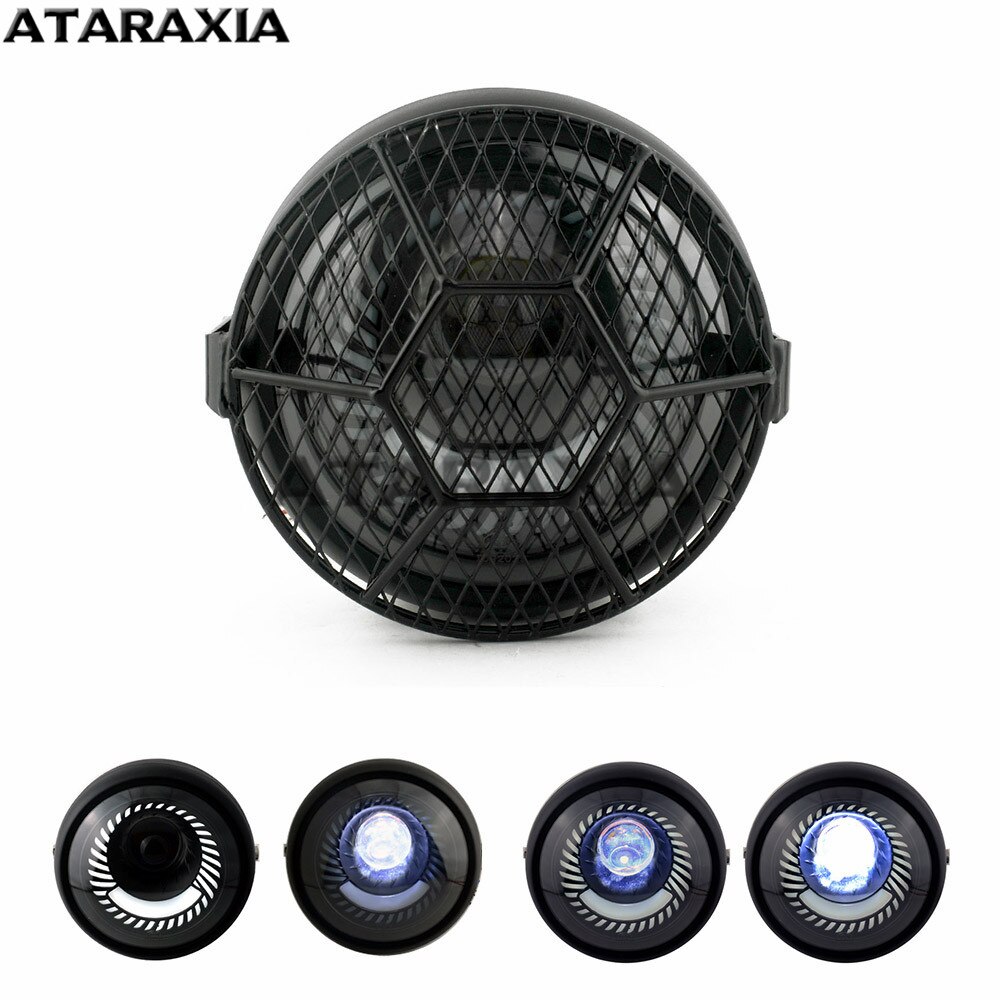 Nouvelle moto café Racer Bobber feux de croisement 6.5 "phare LED spirale blanc montage latéral phare support phare: Headlight ang Cover