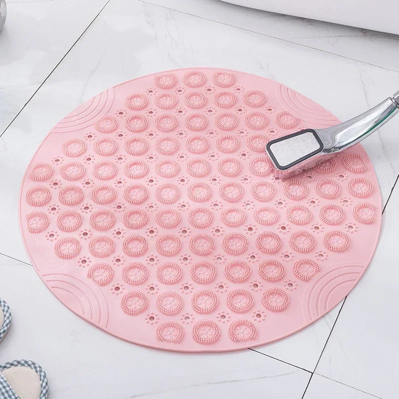 Badkamermat Antislip Sucker Ronde PVC-badmat met afvoergat Siliconen badmatten Voetmassage Pad Bad Zachte douchemat