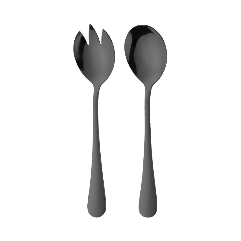 Stainless steel spoon fork set Buffet dinner party fruit salad spoon salad fork Western tableware: white