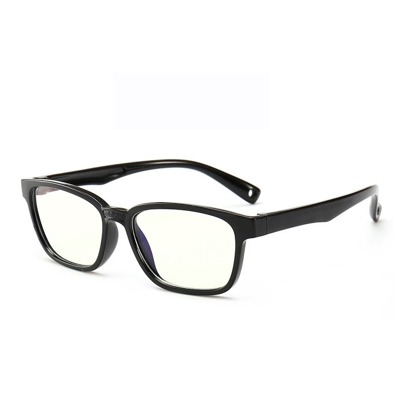 Børn anti blåt lys briller drenge piger læsebriller blødt silikone stel sikre læsebriller til computer telefon  uv400: Sort