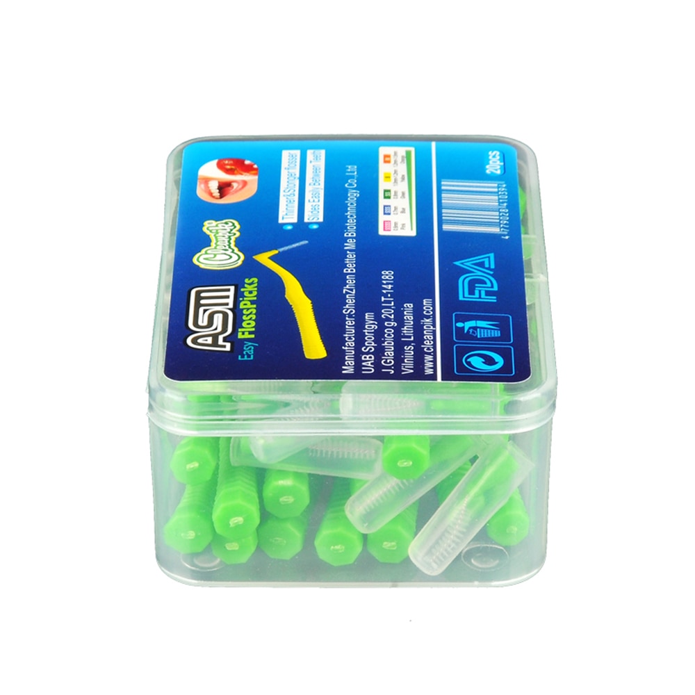 Lote de 20 unidades de brochas interdentales delgadas, cepillos Dentales con cabezal de hilo Dental suave, cepillo de higiene Dental y de cuidado bucal