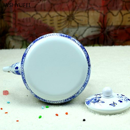 2l retro emalje kedel te sæt vin kaffe pot induktion komfur hjem køkken blå og hvid porcelæn kold kedel mælkekande