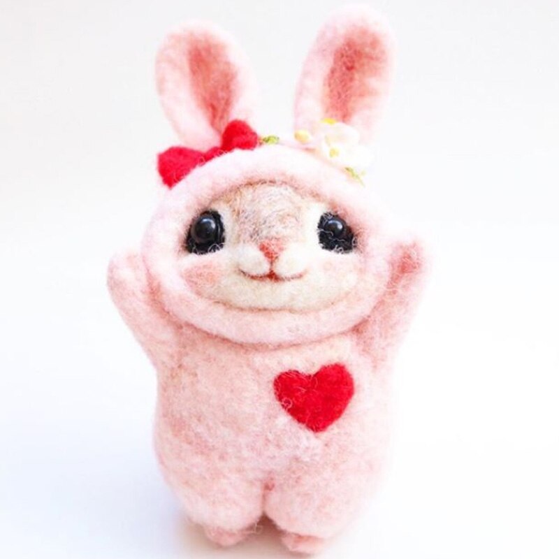 Jiwuo sød kæledyr mus kanin egern uldfiltre legetøj dukke uldpiltemateriale pakke materiale diy filt ikke-færdig: 3