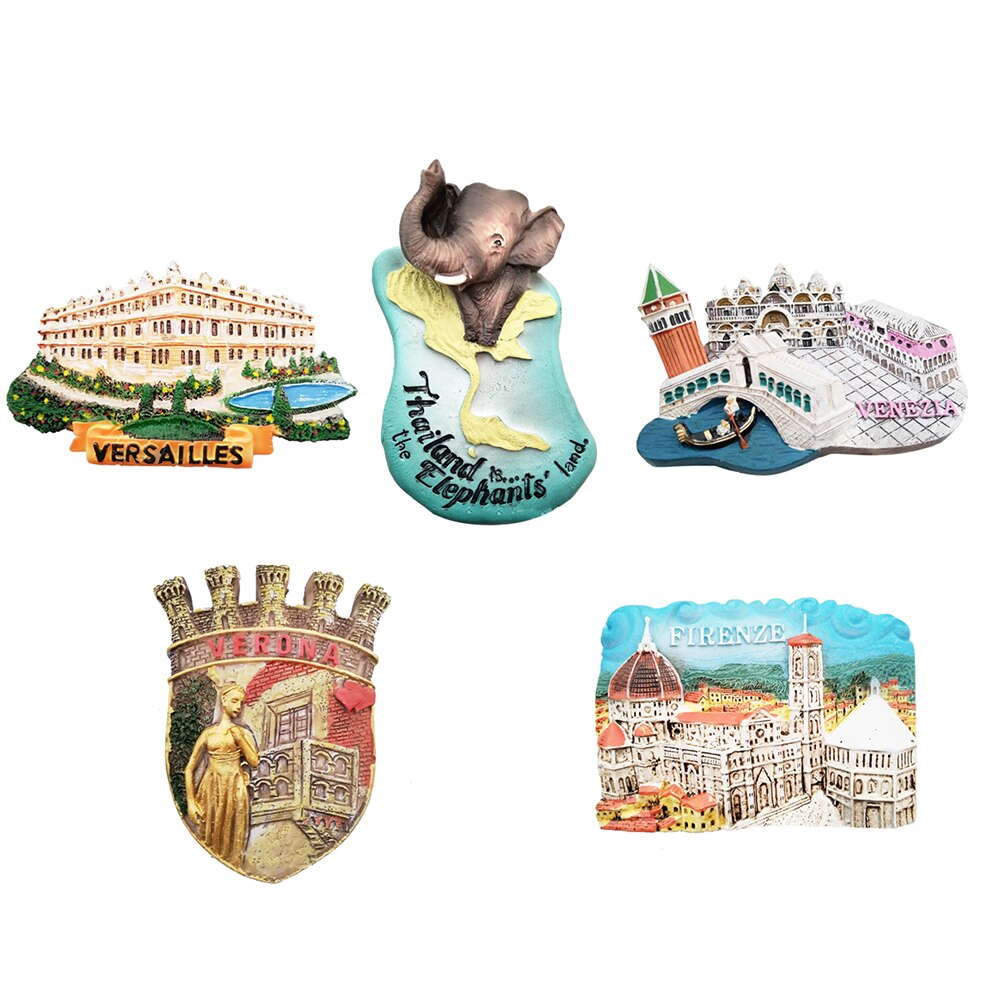 3D Resin Fridge Magnet Verona Venice Florence Versailles Palace Thai Elephant Souvenir