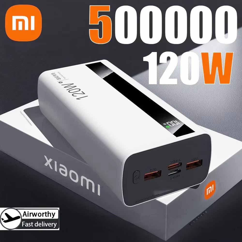 Xiaomi 500000 mAh 120 W Hoge Capaciteit PowerBank Super Snel Opladen Draagbare Externe Batterij Powerbank voor iphone Huawei 2025