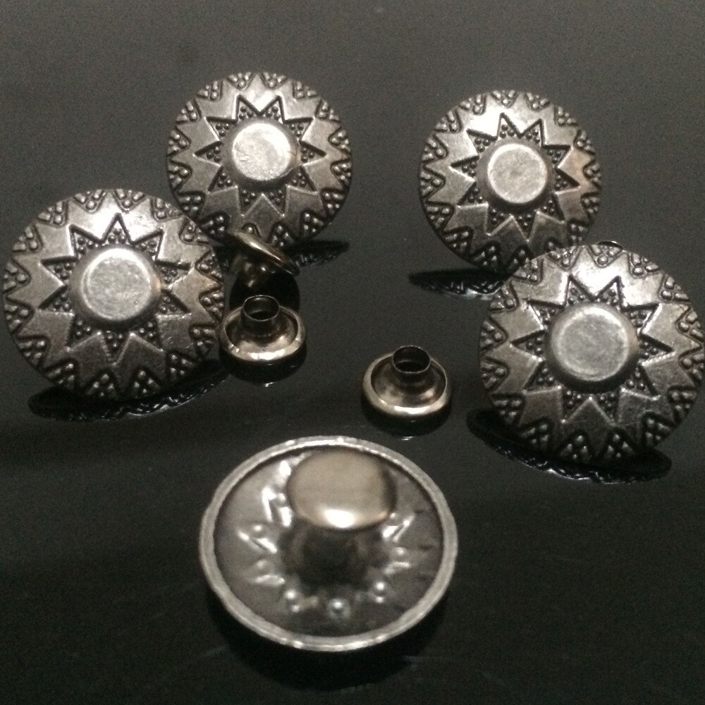 DIY 50 STKS 16 MM Antiek Zilver Ronde Zon Studs Rivet Punk Sunshine Spike Schoenen Riem Tas Accessoires Lederen Craft Gratis