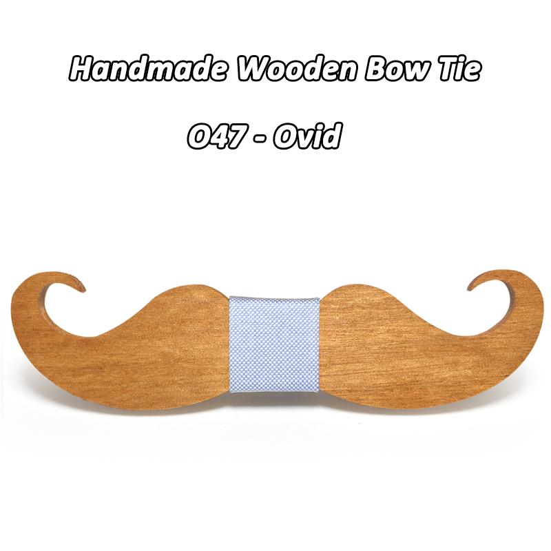 Mahoosive – Nœud papillon moustache en bois, pour hommes, accessoire masculin, fabrication artisanale, nouveauté, ,: O47