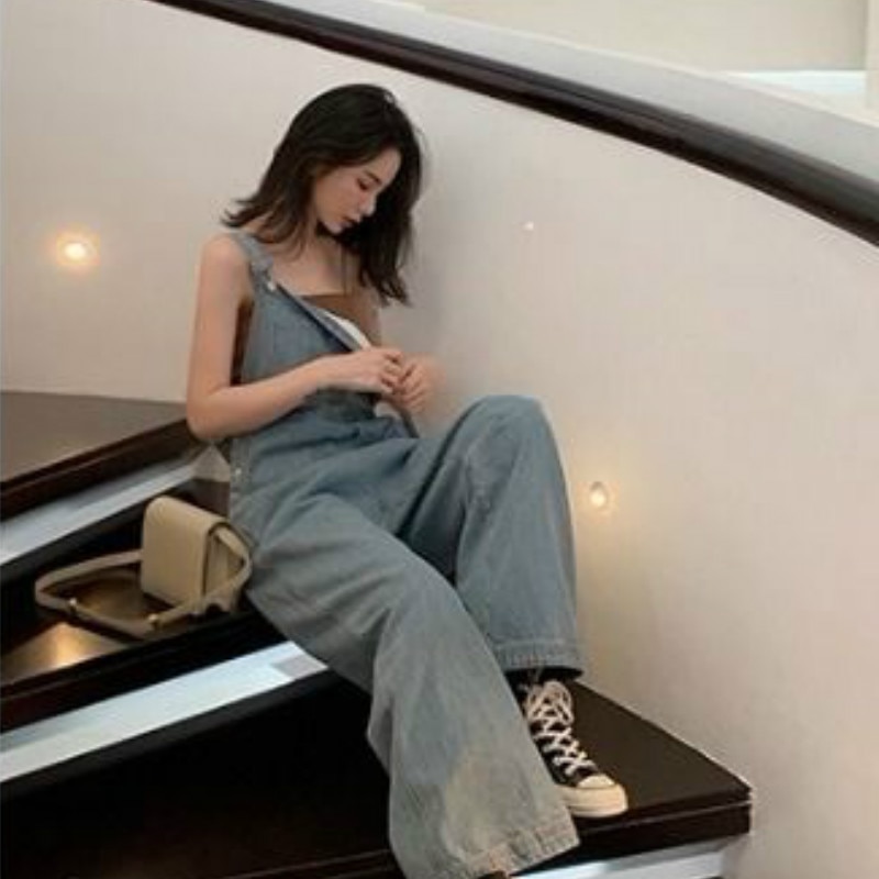 Jumpsuits dames los effen zakken denim casual all-match vrijetijdskleding trendy koreaans dames dagelijks streetwear nieuwigheid vintage