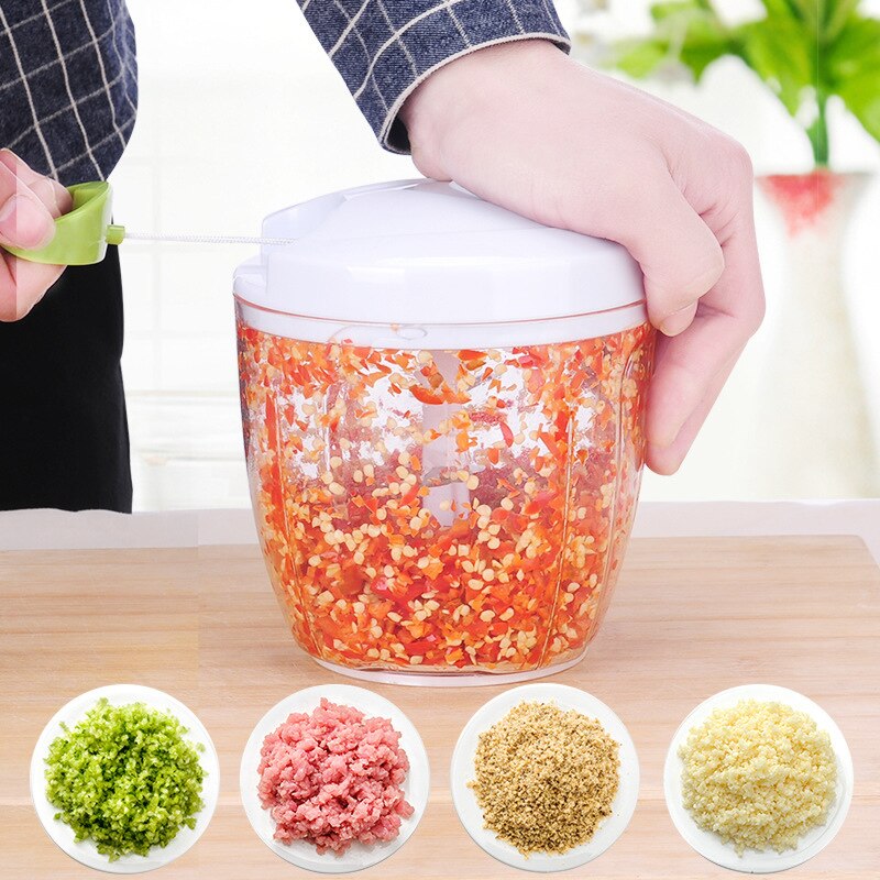 Multifunktionell 5 blad grönsakshackare kök manuell lök nöthackare köttkvarn färs äggmixer matberedare