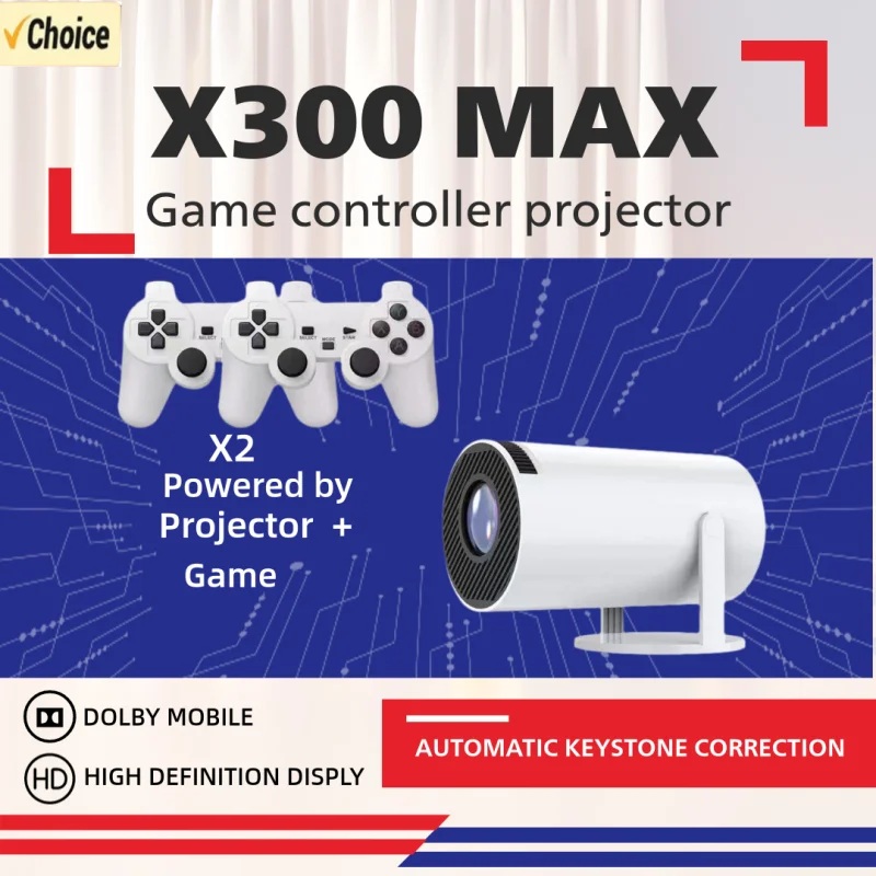 Retro  x300 max bärbar hemmabioprojektor - android 11, , dubbelt wifi och bt5.4 - , fördjupa dig i spelupplevelsen med 720p grafik
