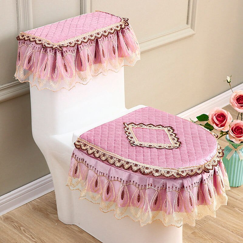 3 Teile/satz Wc Sitz Ring Wc Pad Verdickt Warme Wc Europäischen hoch-Klasse Wc Sitz Abdeckung einstellen: Stil C-Rosa