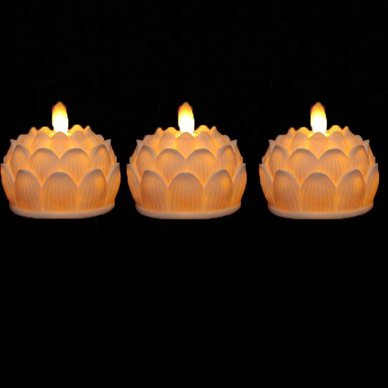 Warm White Moving Wick Battery Lotus Candles,AAA Battery Operated Special Votive Church LED Candle Light
