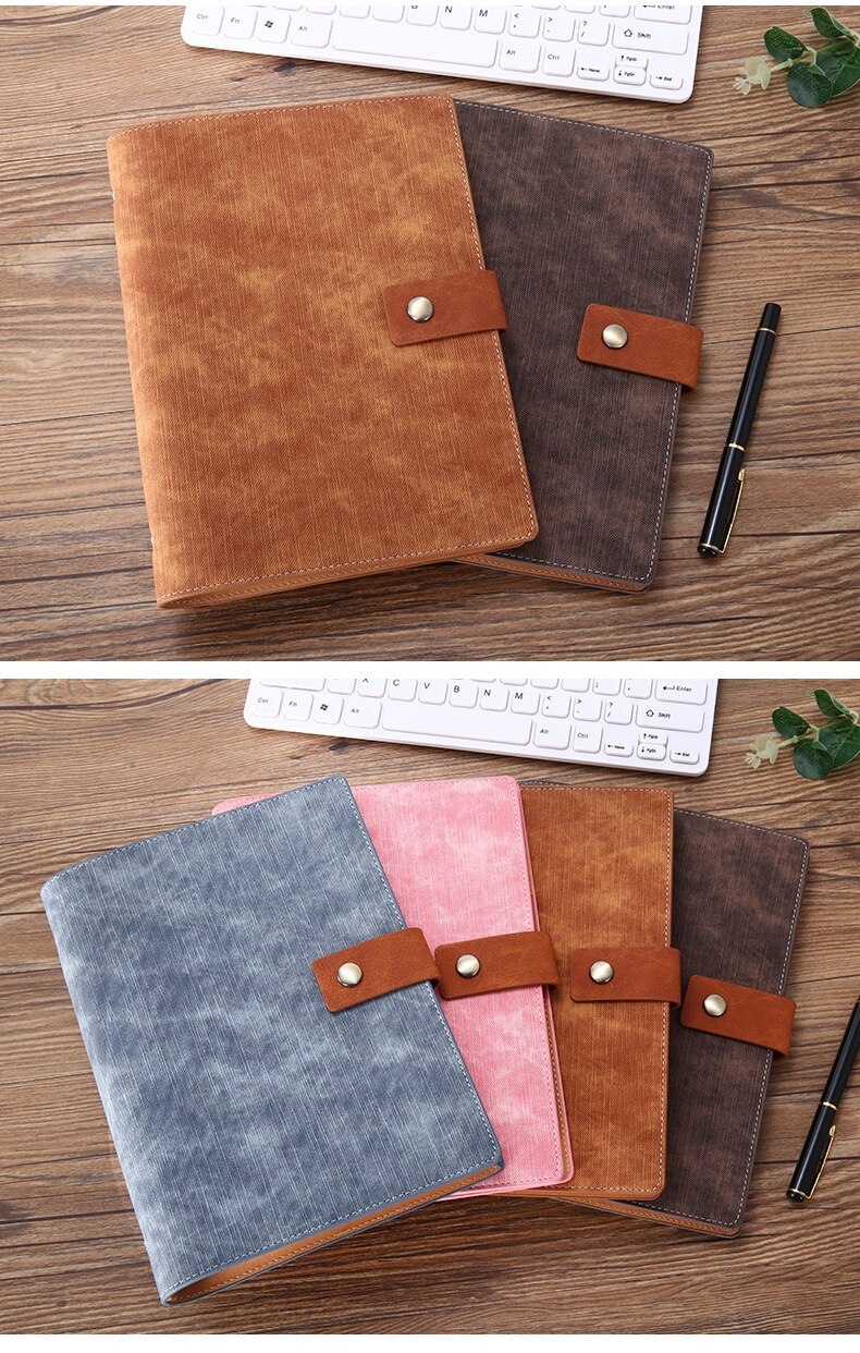 A5/A6 Soft Leather Loose-Leaf 6 Ring 100pages Notebook Leather Business Meeting Minutes School Agenda Office Stationery