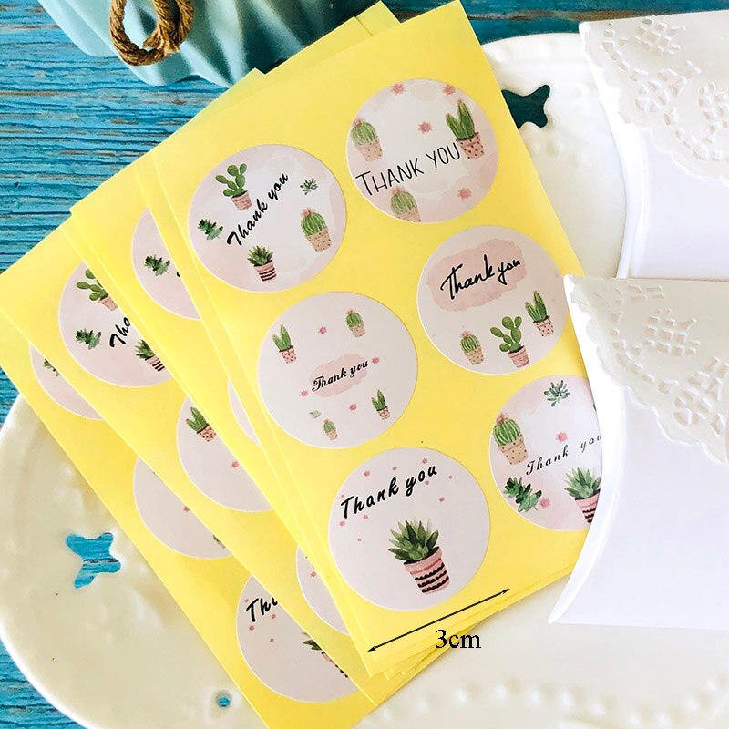 60Pcs Assort Ronde Seal Sticker Dia.30mm Bakken Afdichting Label Plant Cactus Bloemen Sticker Dank U Verzegelen Sticker: 3A148-Plant