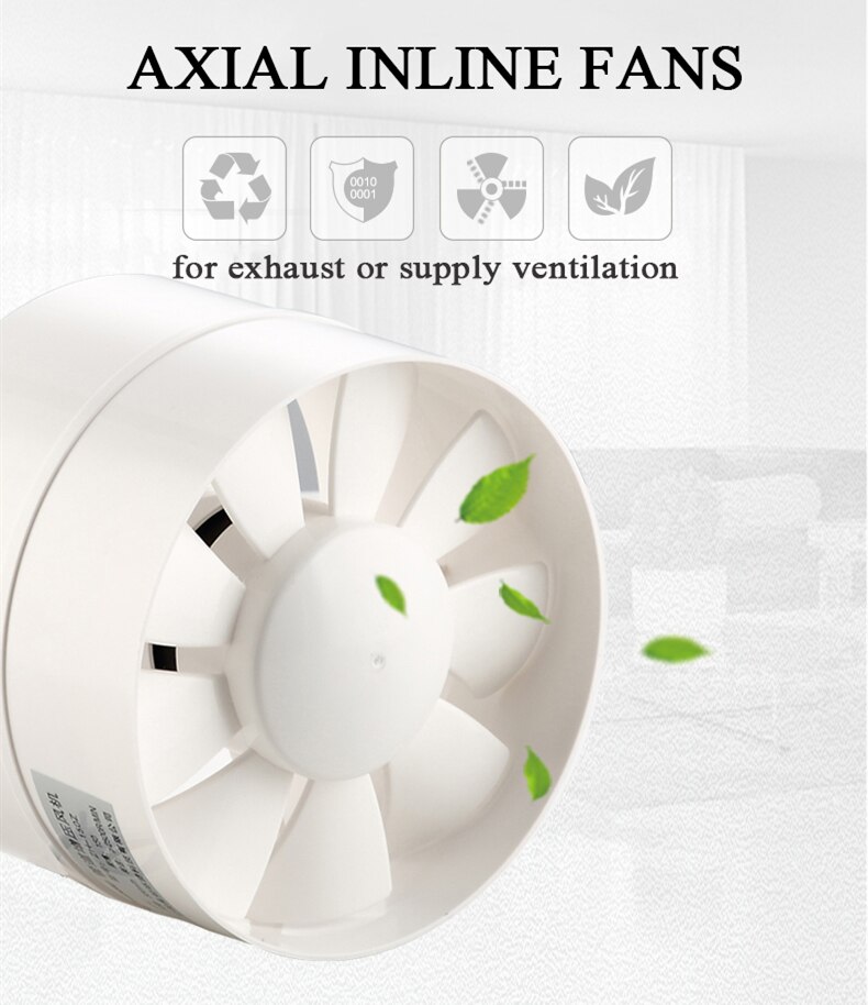 6 inch inline ducted fan for bathroom kitchen extractor mini plastic pipe fan ventilator ceiling ventilation exhaust fan 220V