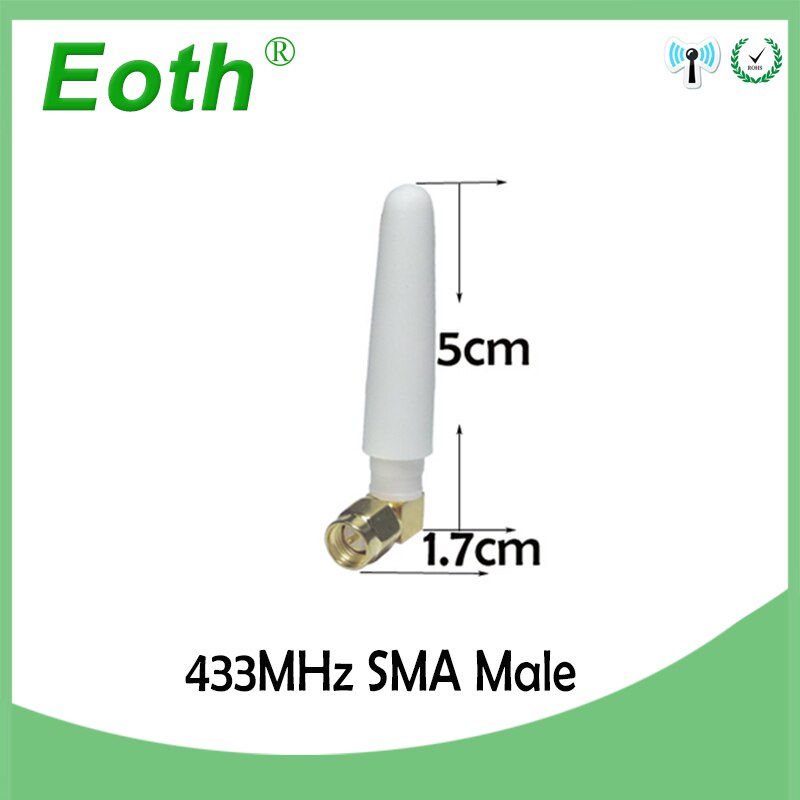 EOHT 5Stck 433MHz Lora Antenne 2,5 dBi SMA Stecker Kleine Größe antenne IOT Weiß Drahtlose Kommunikation Lorawan empfänger