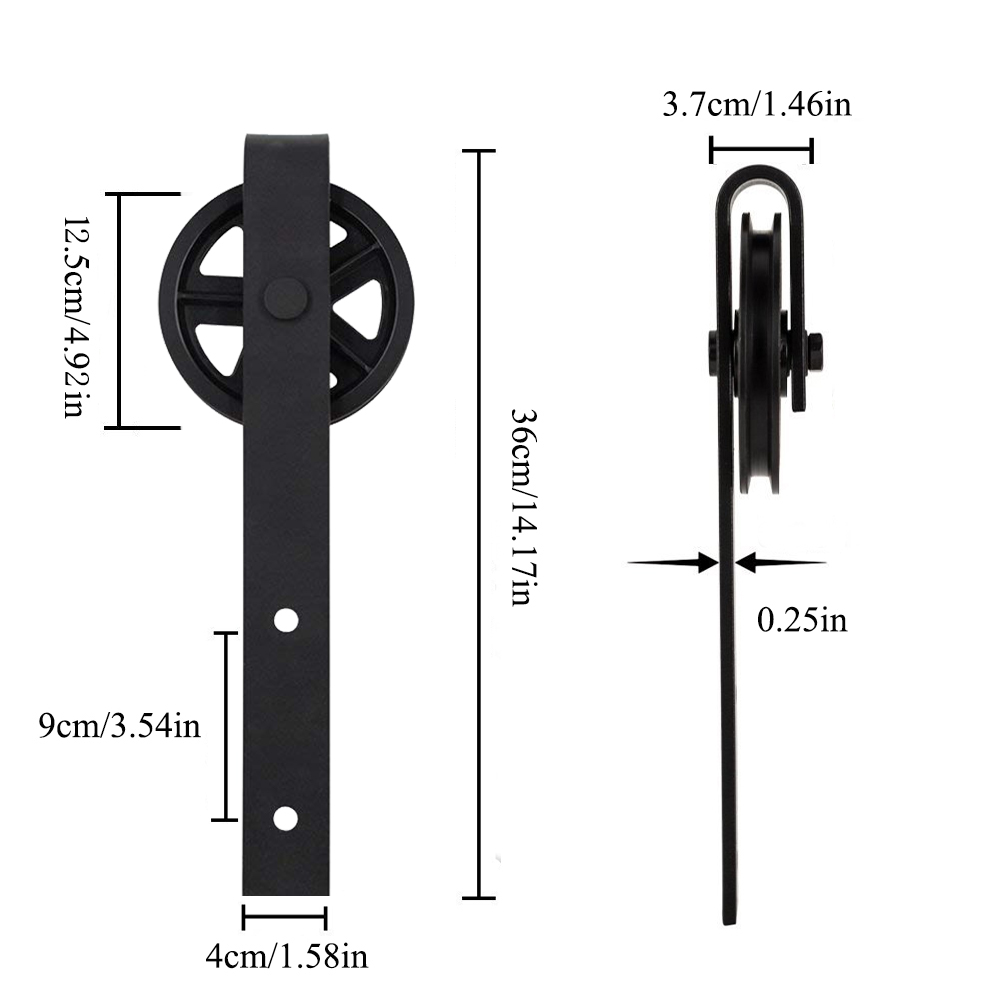 152CM/183CM/200CM Barn Door Hanging Rail For Europe Rustic Black Sliding Hardware Big-wheel Cabinet Wood Door