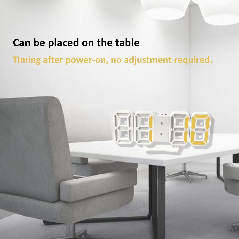 3D LED Digital Clock with Night Mode Adjust the Brightness Electronic Table Clock Alarm Clock Wall Glowing Hanging Clocks