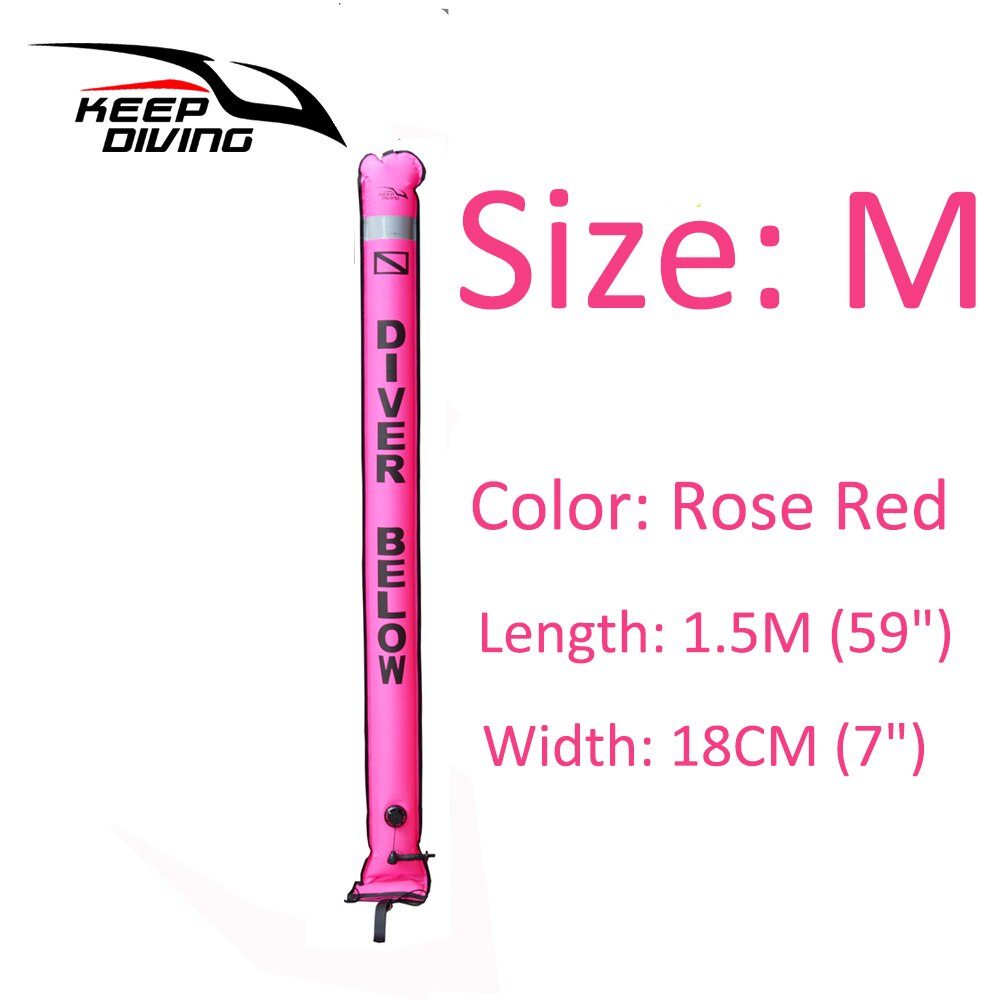 1.2 M/1.5 M/1.8 M Professionele Duiken Opblaasbare Veiligheid Worst Signaal Buis Oppervlak Boei (Smb) diver Hieronder: 1.5M Rose Red