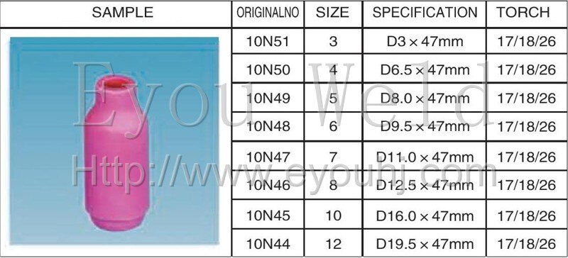 10pcs 10N Serial Nozzle (47mm) For Welding Torch WP17 WP18 WP26 - Ceramic Parts [10N51 10N50 10N49 10N48]