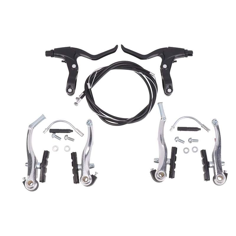 Bike V Brake Set Bike Front Rear V Brake Set Aluminum Alloy Mountain Road Bike V Brake Pads And Levers Set Riding Accessories: Yellow