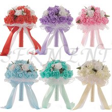 Ramos de novia de flores Artificiales, accesorios de boda, Blanco, Morado, AZUL CIAN, 9,8 pulgadas