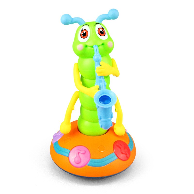 Lustige Elektrische Tanzen Saxophon Raupe Mit LED Taschenlampe Musik Spielzeug für freundlicher Dreh Baby Spielzeug Spiel Spielzeug Weihnachten