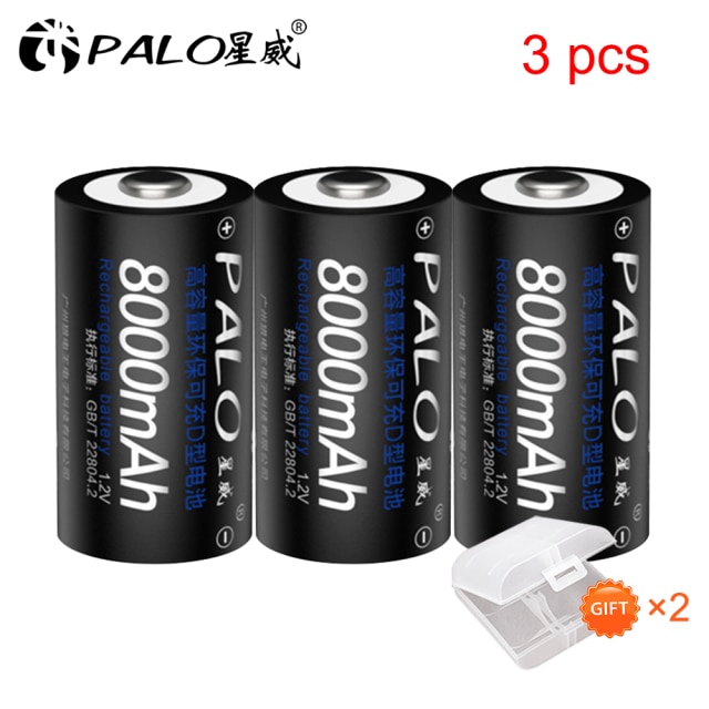 1-8pcs 1.2V ni-mh D size rechargeable battery D battery 8000mAh nimh high capacity current batteries: WHITE