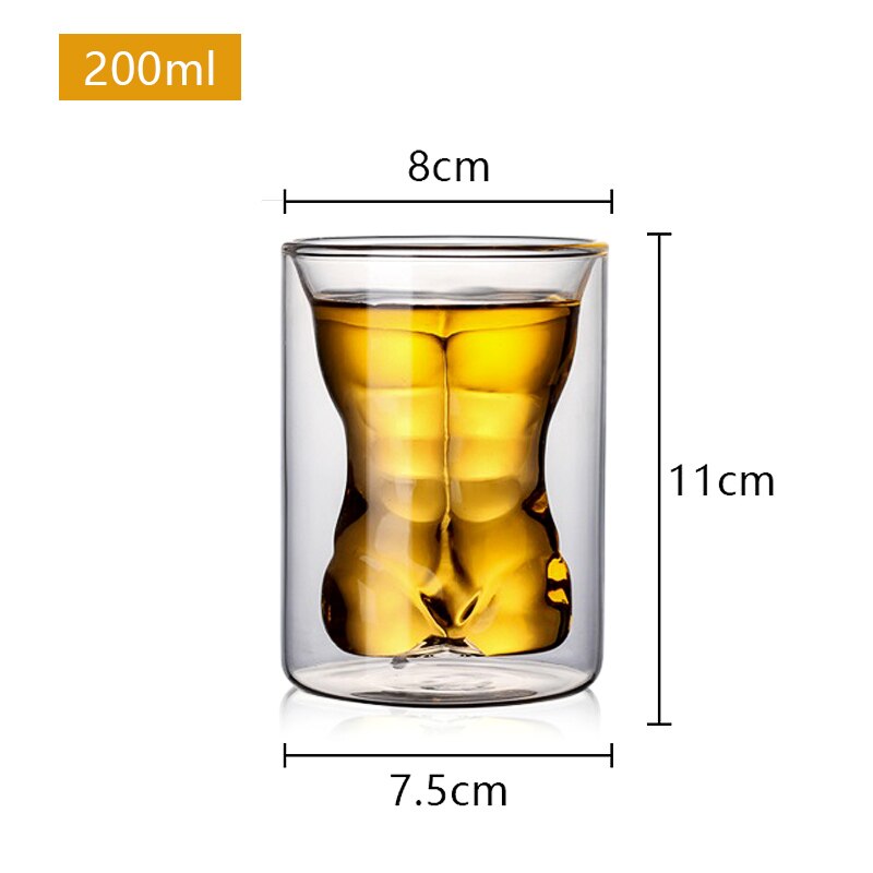 Heat Resistant Double Wall Glass Cup Coffee Mug Double Layer Reusable Carafe For Juice Milk Tea Beer Wine Beverage Latte Dessert: 200ML CB247-C