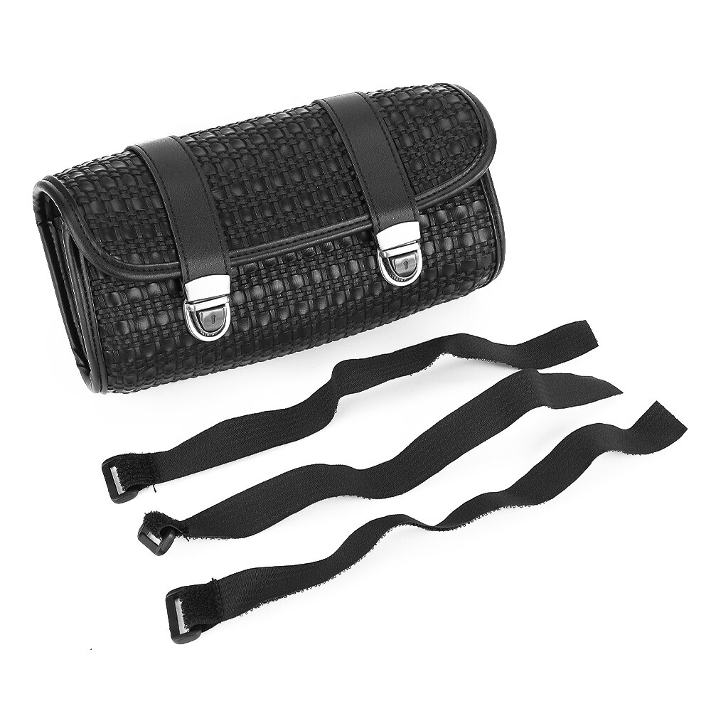 Motorcycle Tool Bag Universal Storage Bag Retro Leather Handlebar Saddle Barrel Pouch Motocross Saddlebag Side Bag Waterproof