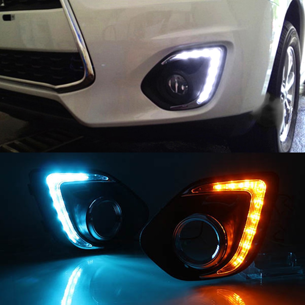 1 Pair LED DRL Daytime Running Lights Daylight Waterproof Fog Head Lamp white For Mitsubishi ASX