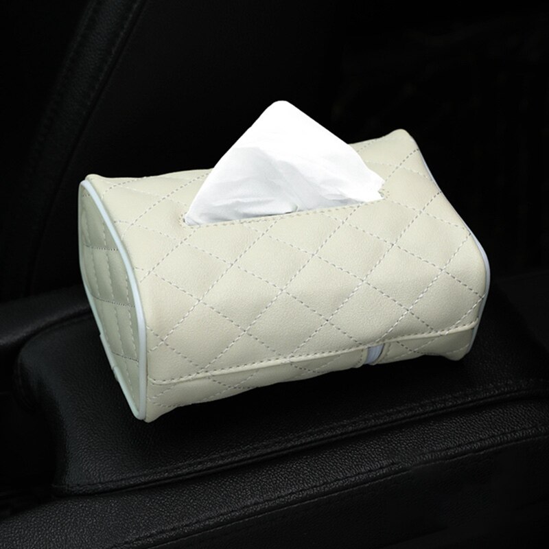 Tissue box pu læderbil tissue box serviettholder solskærm hængende opbevaringsboks til bil bagsæde hængende papirholder