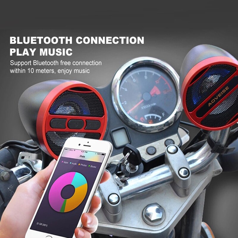 Waterproof Moto MP3 Player Alarm System Amplifier 12V Bluetooth Music Player FM Radio Plating/Frosted Stereo Motorcycle Speaker