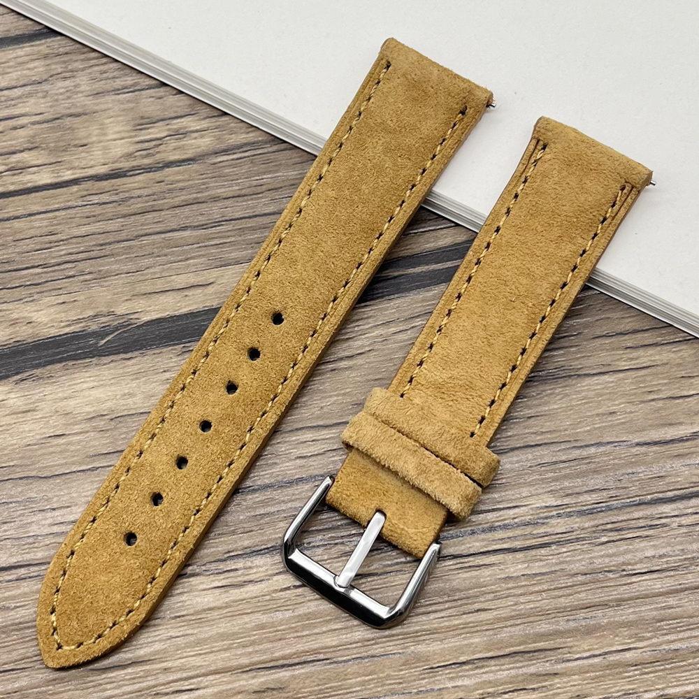 Bracelet de montre en daim gris vert bleu marron beige noir couleurs bracelet de montre en cuir 18mm 19mm 20mm 22mm 24mm bracelet de montre de remplacement: GREEN BLUE / 25mm