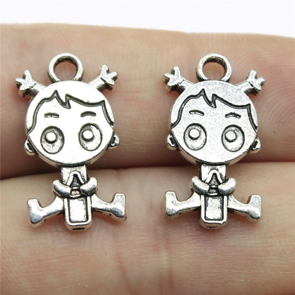 8pcs/lot Charms Baby Antique Silver Color Baby Boy Charms Pendants For Bracelets Girl Baby Charms: B11224-24x13mm