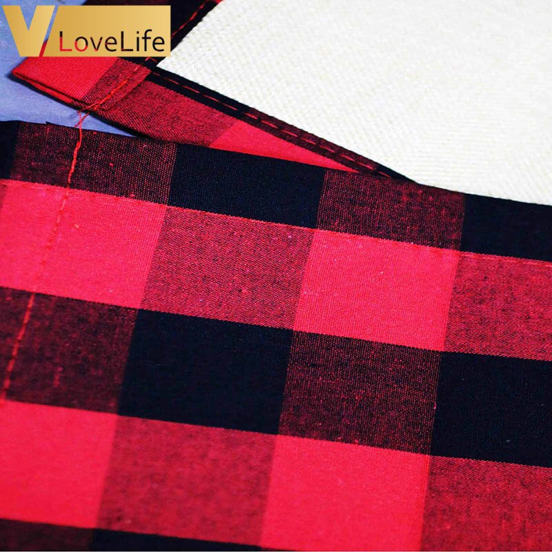 Christmas Buffalo Plaid & Burlap Table Runner Year Themed Party Decoration Burlap Table Runner