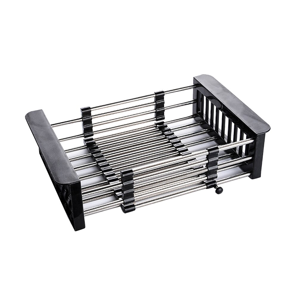 Retractable sink saucer drain basket stainless steel fruit tray drain device kitchen sink organizer dish rack: 05 Large