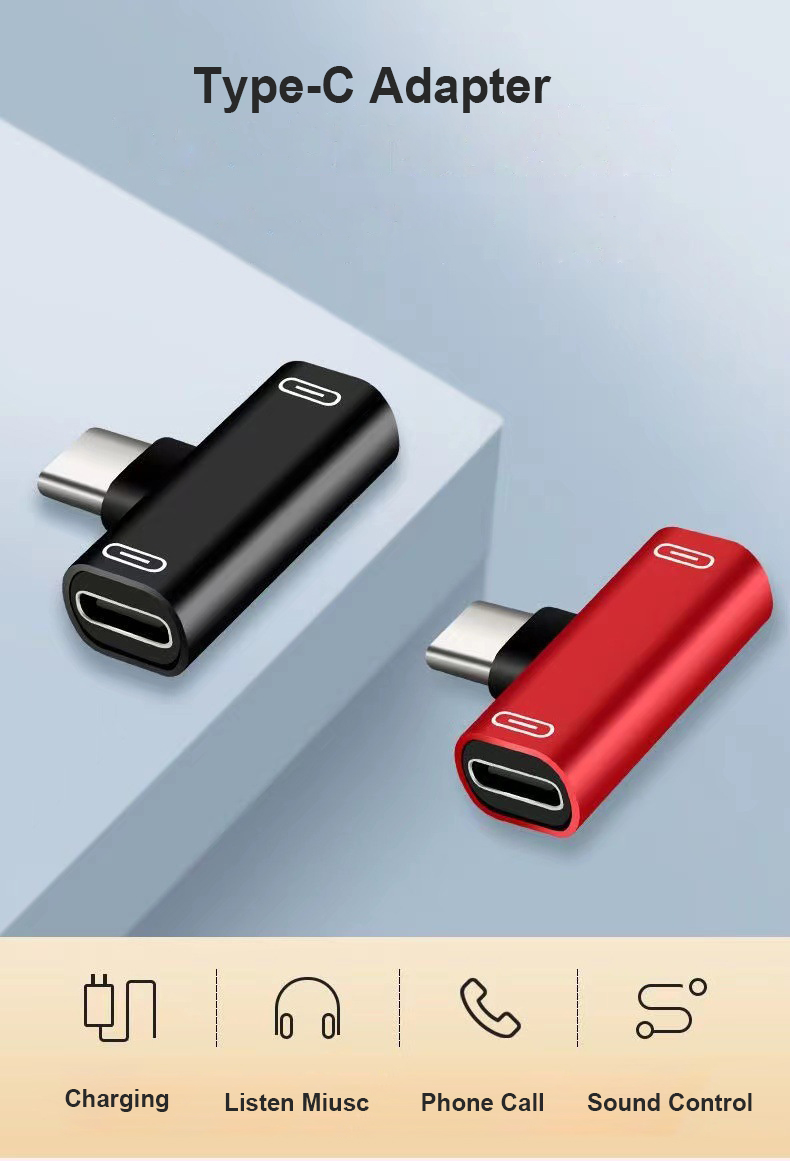 Dubbele functie TYPE-C NAAR 3,5 mm audio- en oplaadadapter, hoofdtelefoonaansluiting converter Aux-adapter hoofdtelefoonconverterkabel