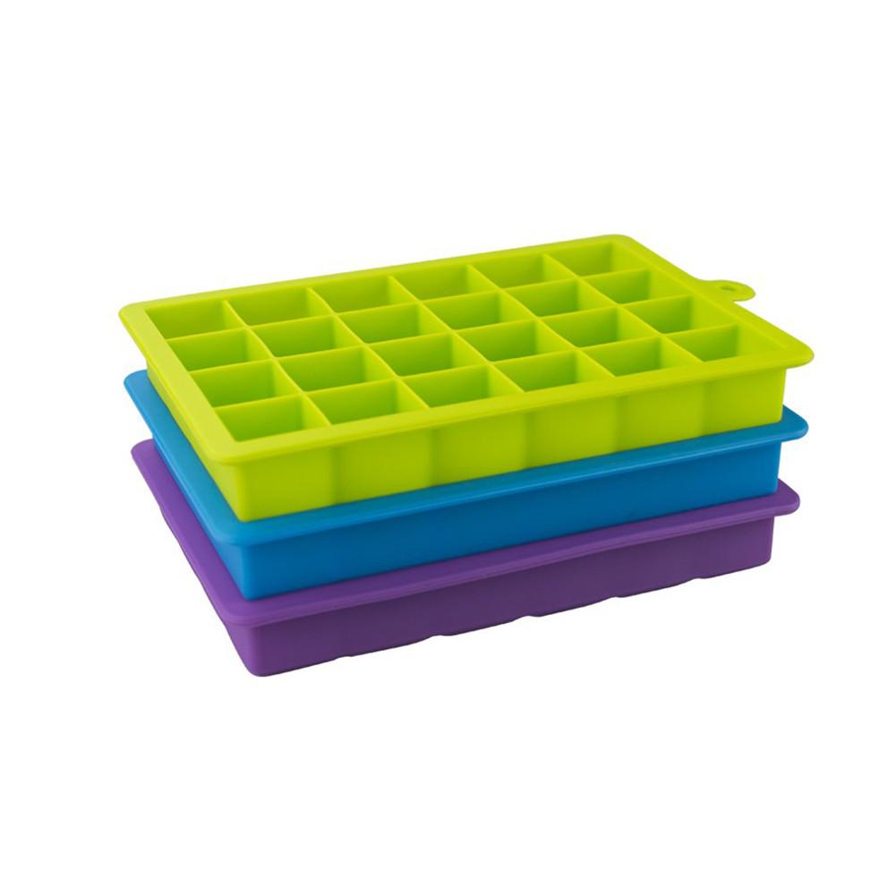 24-Vierkante Ice Box Silicone Ice Cube Mold Grid Mold Met Deksel Ice Tray Voor Huishoudelijke Koelkast Voedsel Bevroren tool