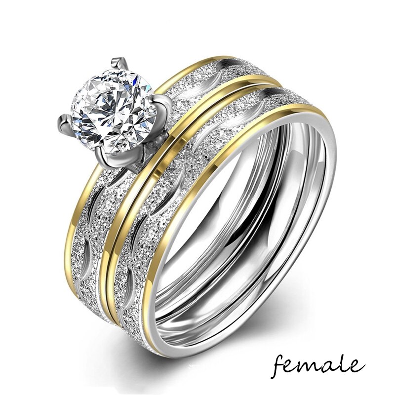Parring - kvinder 1.5ct krystal forlovelsesring sæt mænd enkel enkelt guldring til elsker smykker