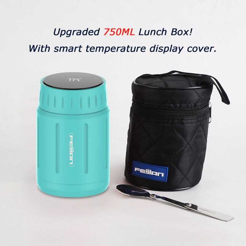 FEIJIAN – boîte à déjeuner, Thermos alimentaire 18/10 en acier inoxydable, conteneurs de soupe alimentaires portables adaptés à la maison et au voyage, gobelet de 500ML: 750ML Forest green