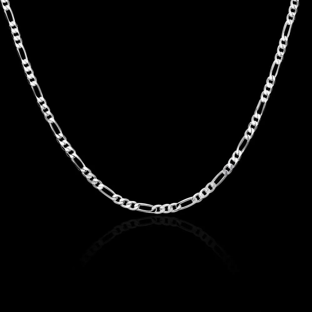 Collier chaîne Figaro en argent 925, 40-75cm, 4mm, Long pour femmes et hommes, bijoux Hip Hop,