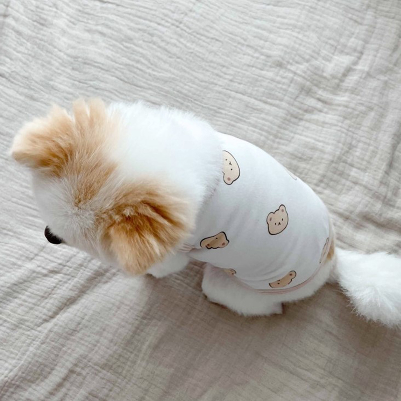 Cute Pet Dog Clothes Summer Cartoon Bear Dogs Vest Cotton For Puppy Small Medium Thin Clothing French Bulldog Ropa Perro Pug: Black / XL