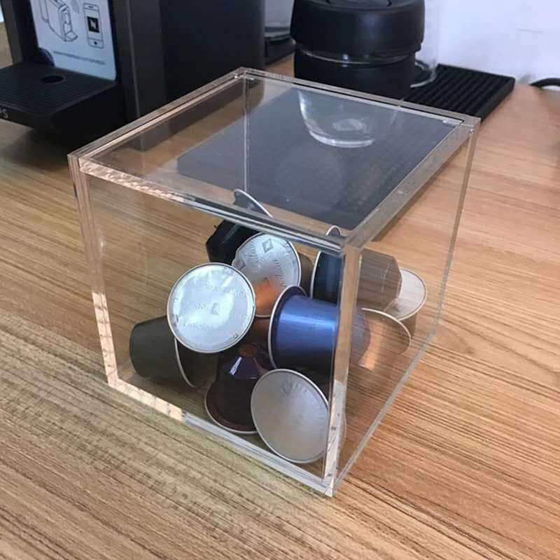 10cm Acrylic Capsule Coffee Storage Box Holder Transparent Dustproof Case with Lid Candy Container Boxes