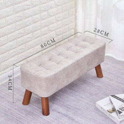 Massief Houten Schoenen Kruk Lange Bank Kruk Houten Lage Kruk Woonkamer Klein Bankje Meubels Accent Stoelen Voor Woonkamer leisure: Long light gray