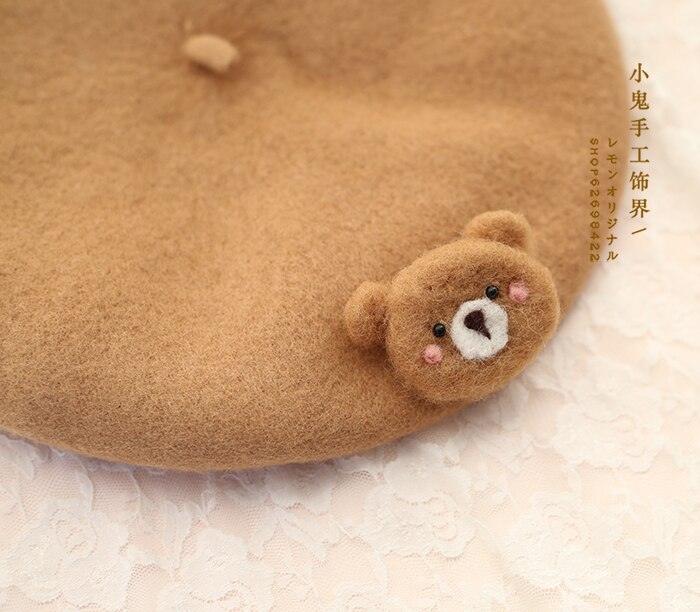 Belle Lolita ours bérets à la main citrouille casquette champignon laine béret Mori fille Vintage mignon peintre chapeau automne hiver